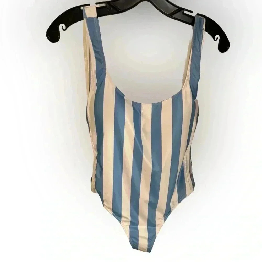 Kenny Flowers Blue and White Striped One-Piece Swimsuit